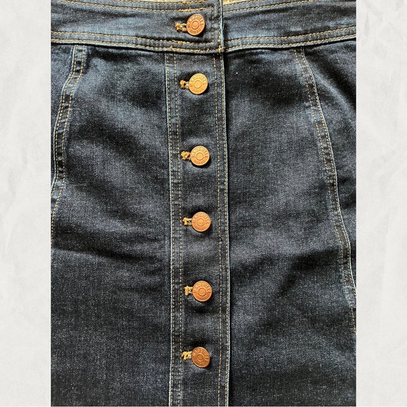 Madewell Dark Blue Button-Front Mini Skirt - Picture 2 of 5